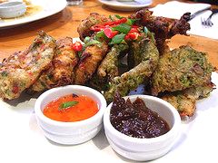 saltfish fritters and callaloo fritters plate by avlxyz